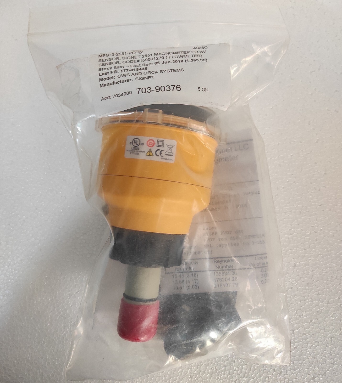 Flowmeter Signet 2551 Magnometer 32551P042 Flow Sensor / OWS & ORCA System