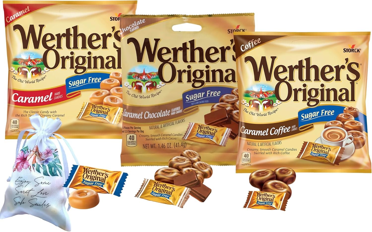 Werther's Original Sr Hard Candy 3 Bags Bundle 3 Flavors: Coffee,