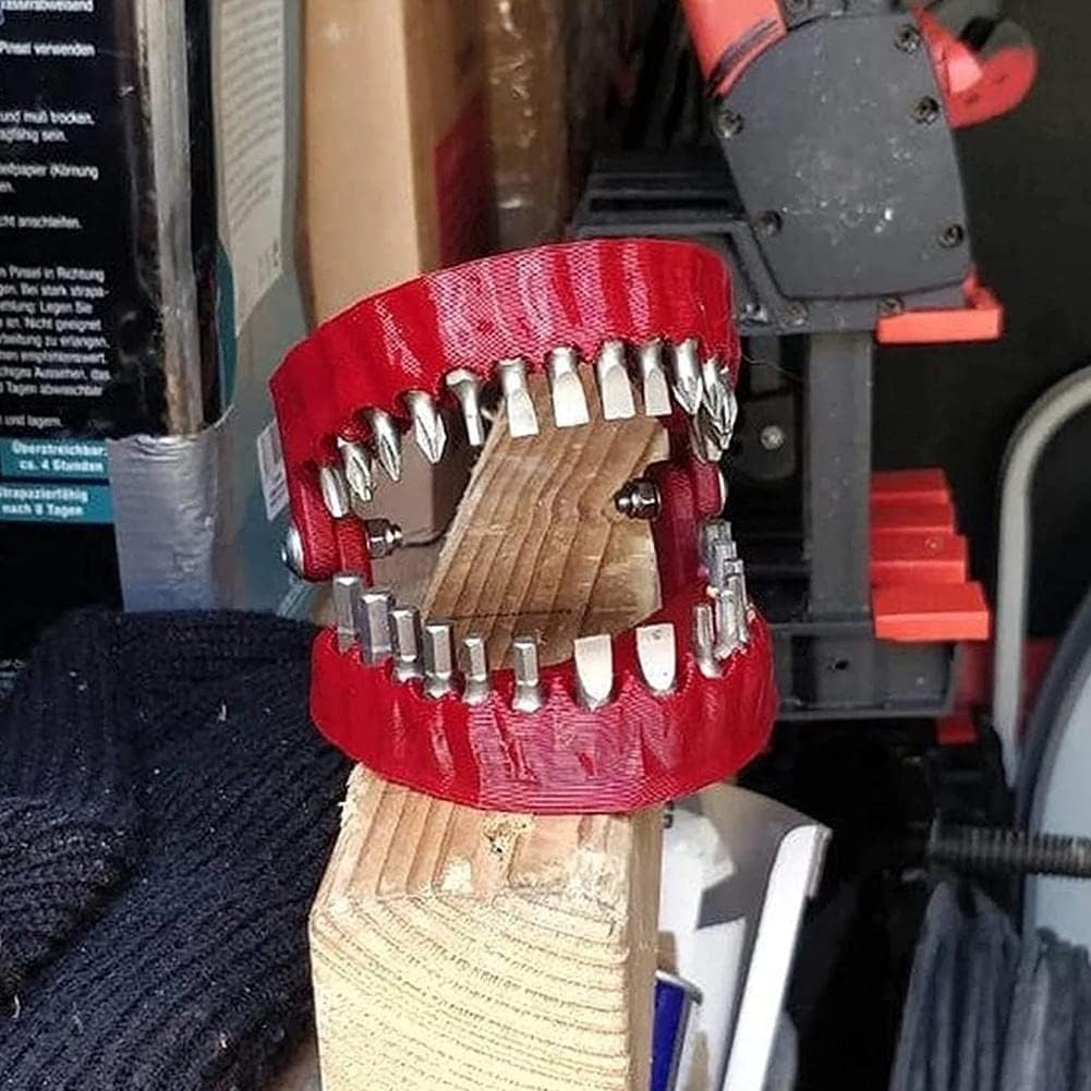 1pc Red Funny Denture Drill Bit Holder Teeth Model Design Screwdriver 6.35mm ...