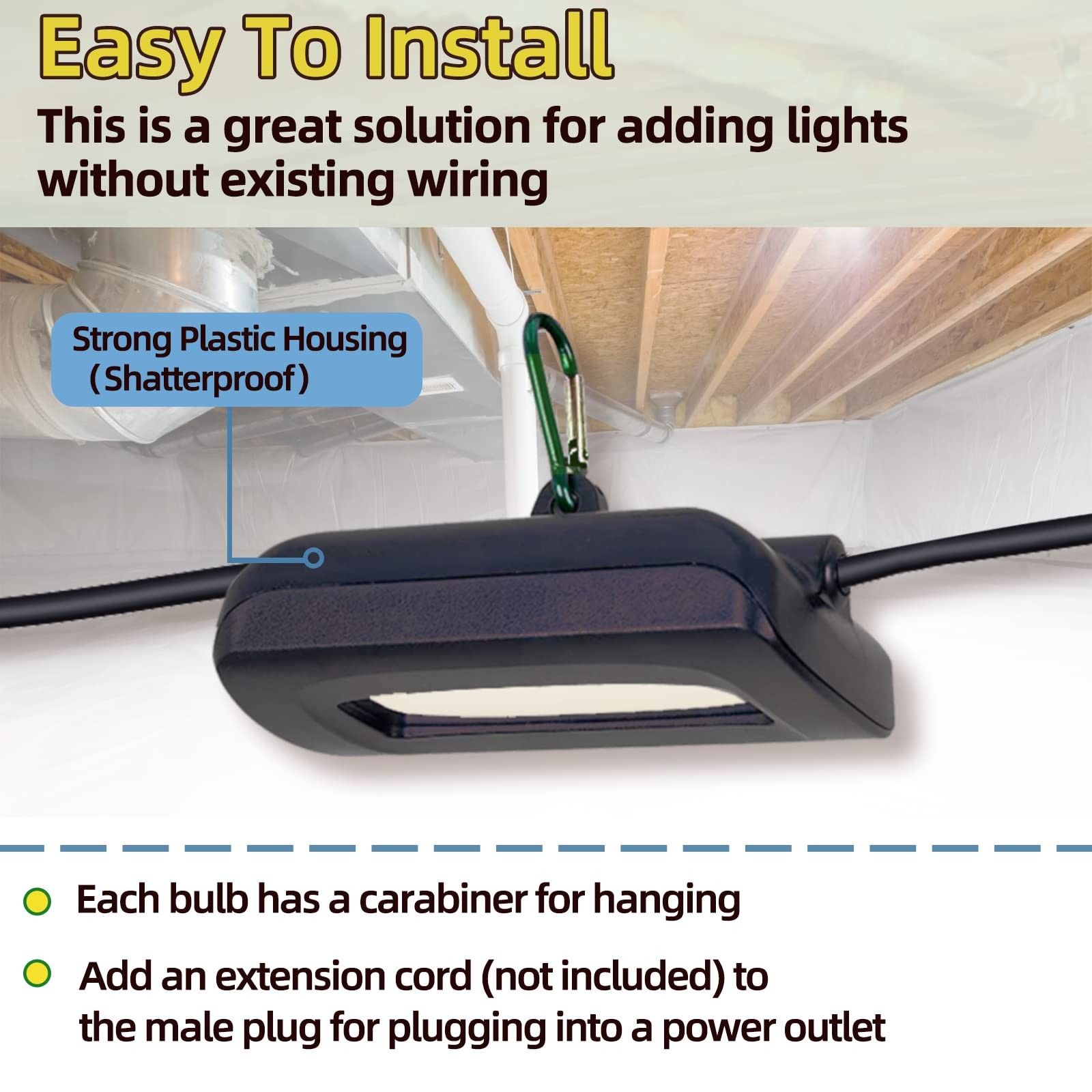 50FT Led Work Light 85W 8000LM Waterproof Construction String Lights Linkable...