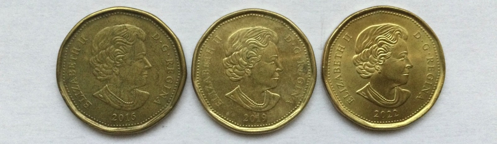 Lot of 3! Canada $1 Loonies 2016, 2019, 2022 Canadian One Dollar Coin Queen!