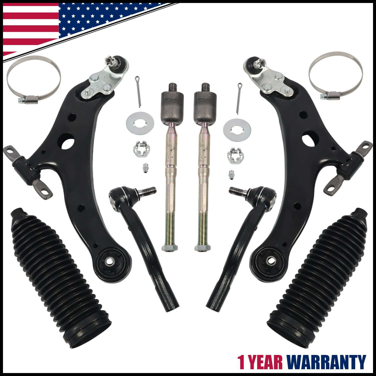 Front Lower Control Arms Tie Rods w/ Boots for Toyota Avalon Camry Lexus ES350