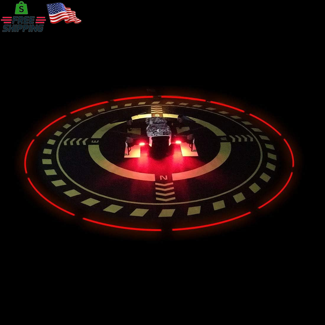 Drone Landing Pad 27.6" Waterproof LED Night Vision Foldable Weighted Universal
