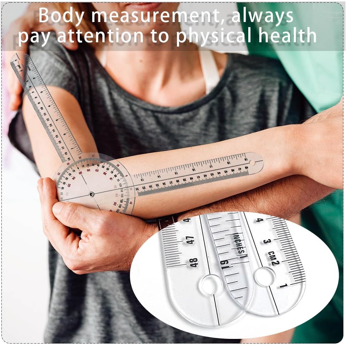Goniometer 12 inch, Transparent Orthopedic Angle Ruler Plastic Goniometer, 360 D