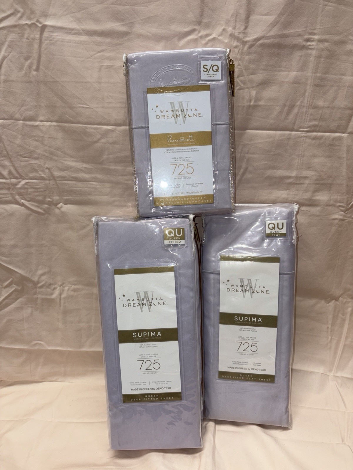 RARE BNWT WAMSUTTA DREAM ZONE 725 THREAD COUNT LAVENDER QUEEN SHEET SET
