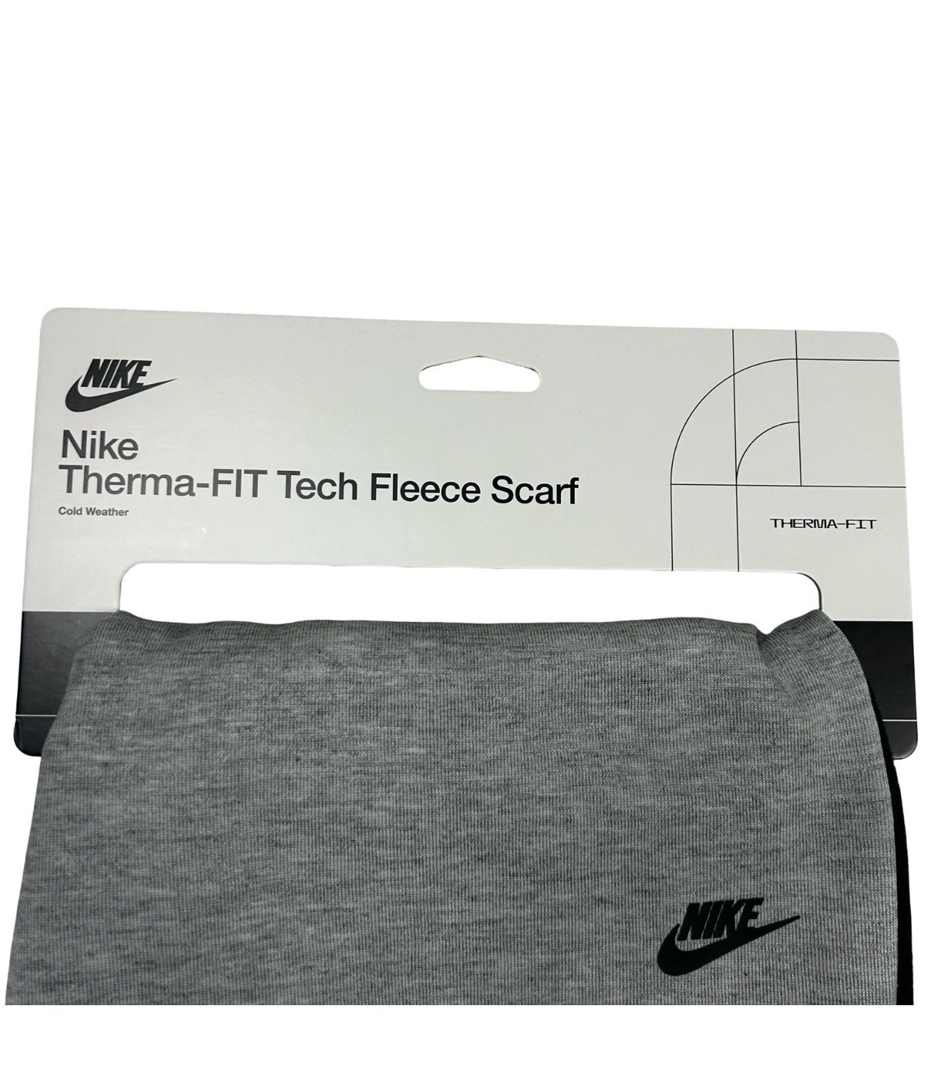 Nike Unisex Therma-Fit Tech Fleece Winter Scarf Cold Weather Gray / Black OS