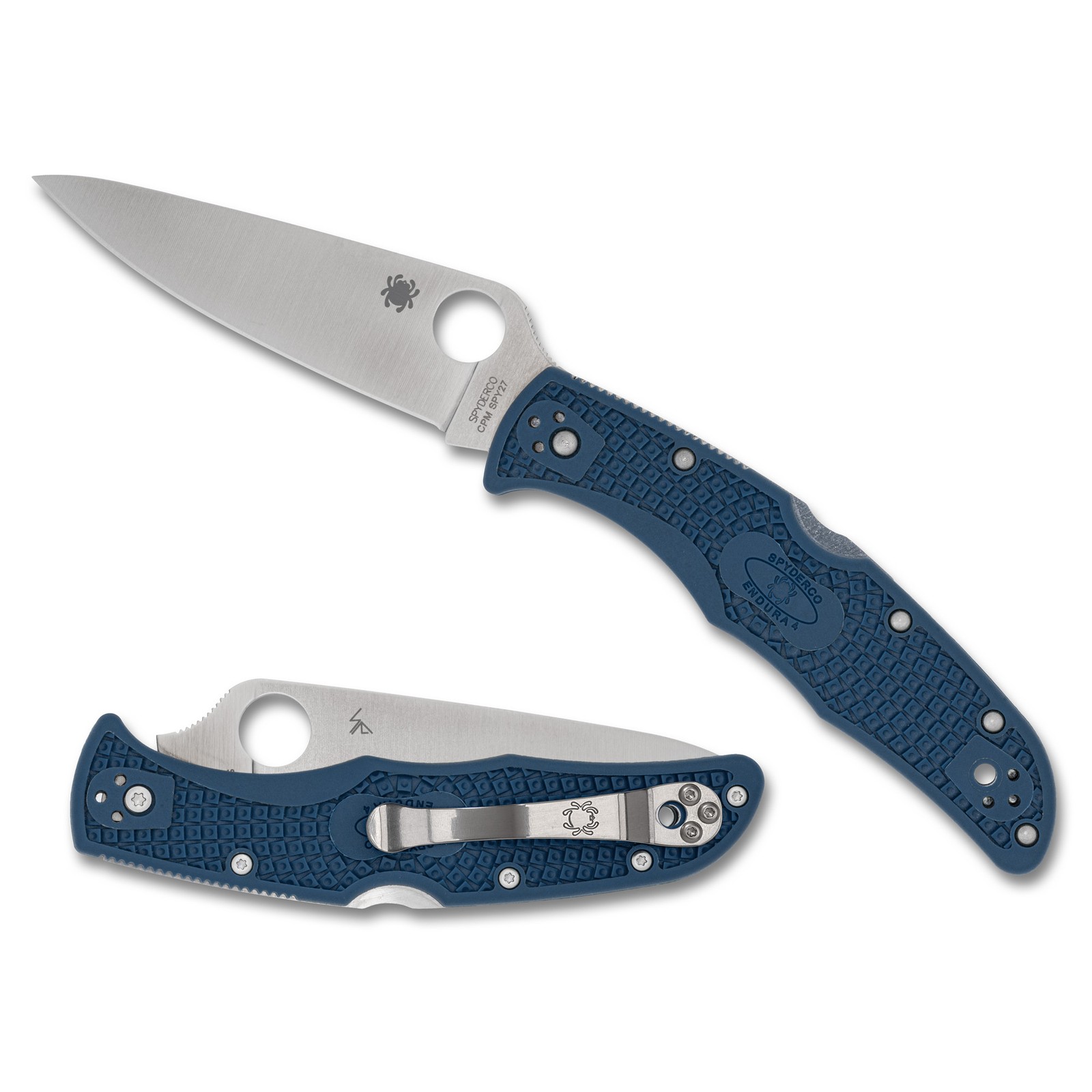 Spyderco Endura 4 Lightweight Folding Knife Blue 3.8" Drop Point Blade - C10PCBL