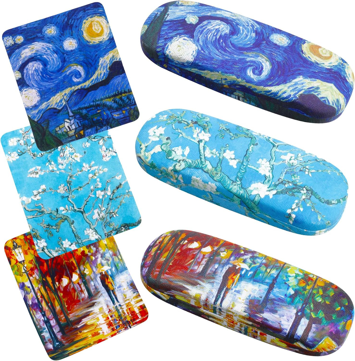 3 Pack Hard Eyeglass Case, Protective Hard Shell Glasses Case with Cleaning Clot