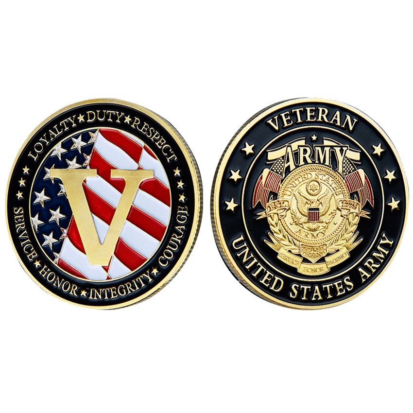 Commemorative US Army Loyaty Duty Respect Military Metal Veteran Challenge Coin