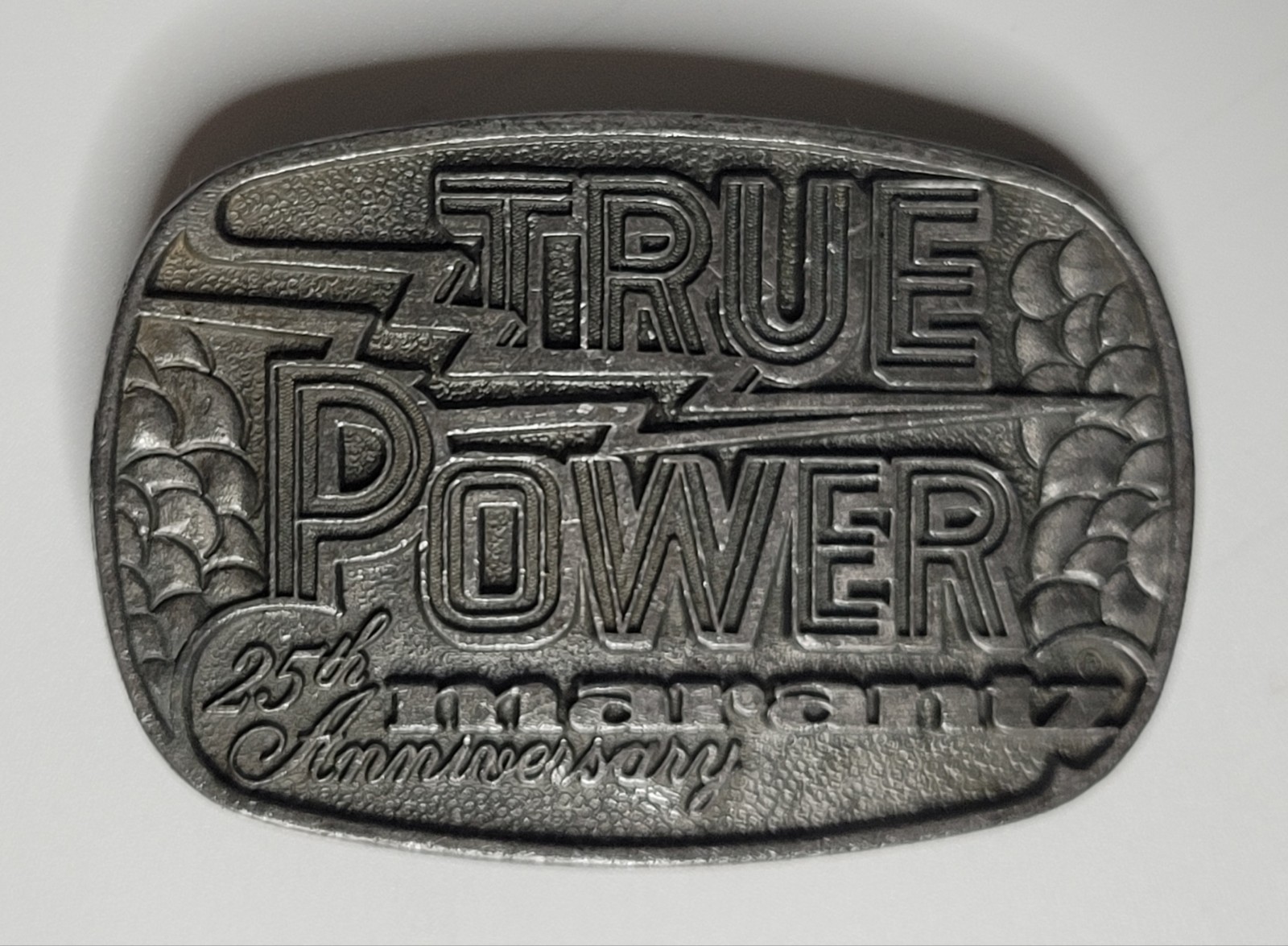MARANTZ Audio Company 25th Anniversary "True Power" Metal Belt Buckle, vtg 1970s
