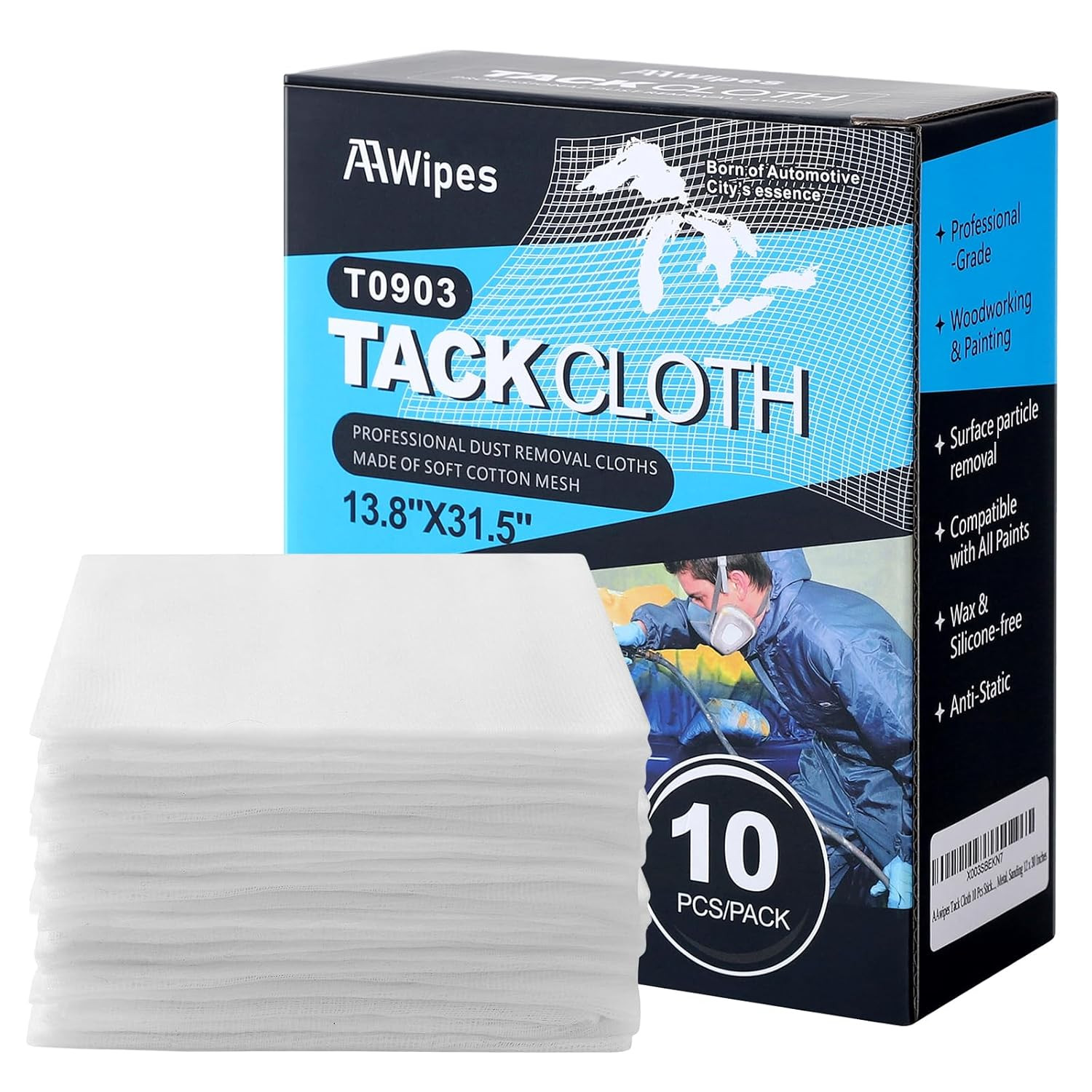 Tack Cloth for Painting (White, 13.8"X31.5", 10 Pcs) Tac Cloths for Removing Dus