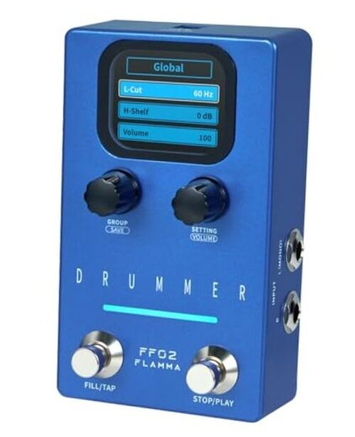 FF02 Drum Machine Guitar Pedal - 121 Drum Grooves, 11 Music Genres, Drum Blue