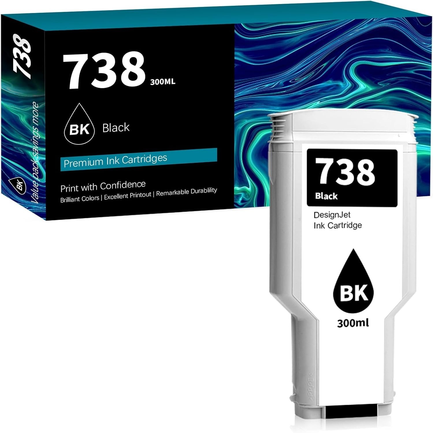 738 Black Ink Cartridge 498N8A 300ml HP DesignJet T850 T950 Plotter OB