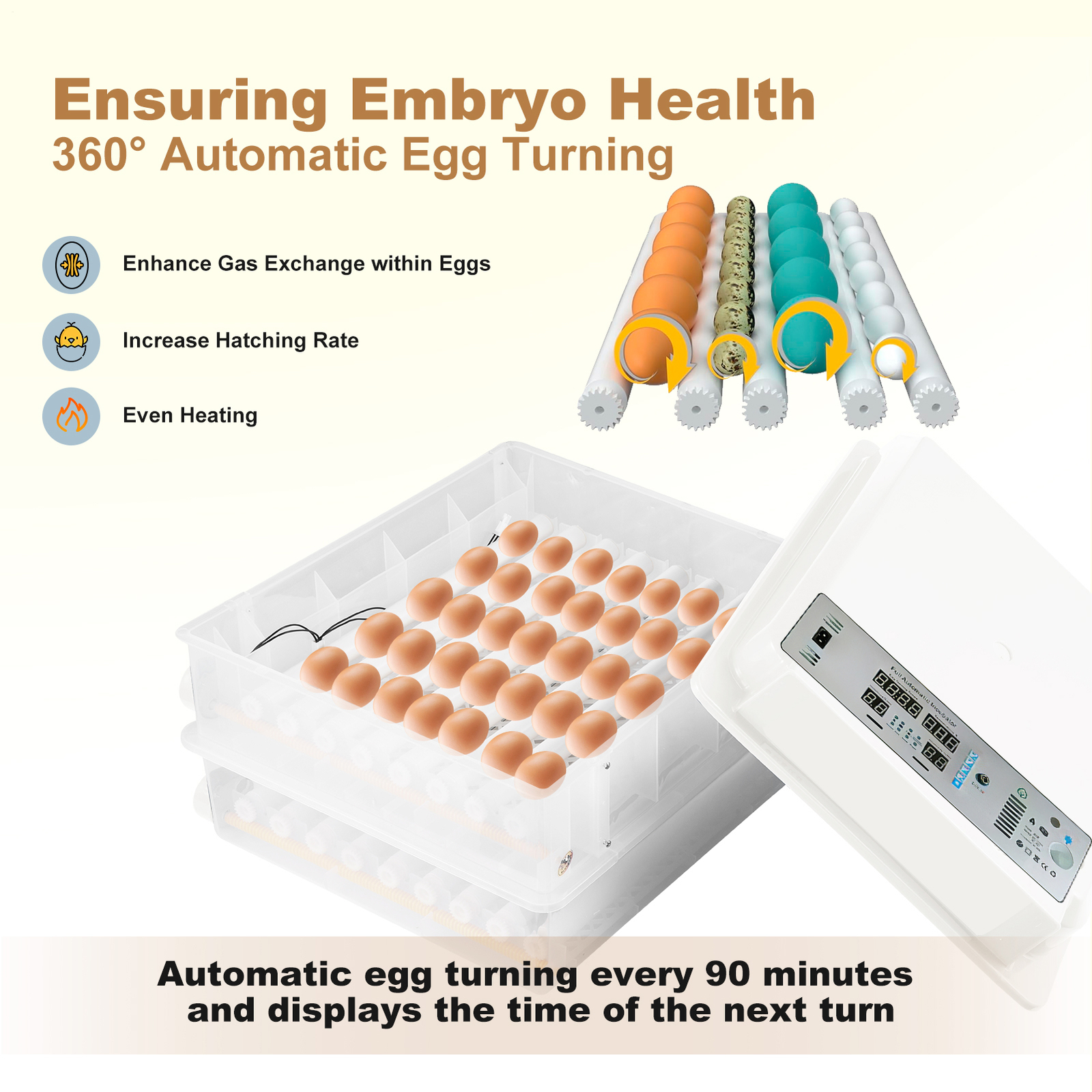 120 Egg Incubator Chicken Quail Hatcher Automatic Incubators for Hatching Eggs