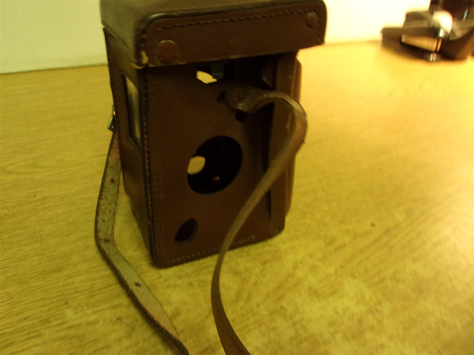 Vintage Brown Leather Rolleiflex Case Bag w/ Strap 5.5"x3"x3.5" *FREE SHIPPING*