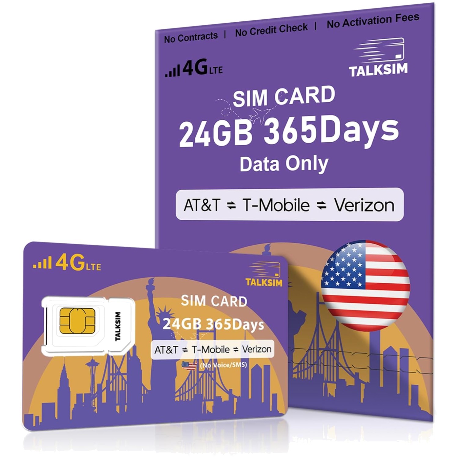Data SIM Card Support Verizon, AT&T and T-Mobile, 4G LTE  Data Only SIM Card ...