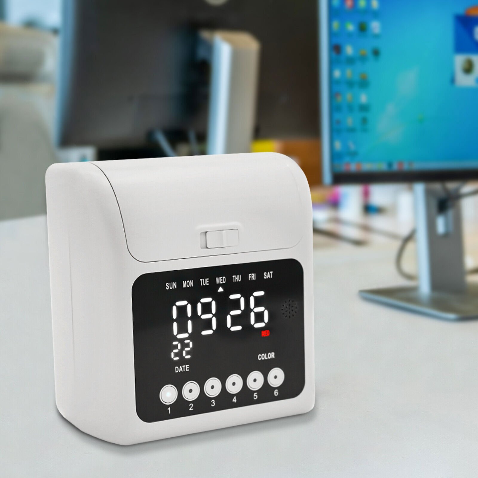 Employee Time Clock Card Machine Calculating Attendance Punch Built-in Music New