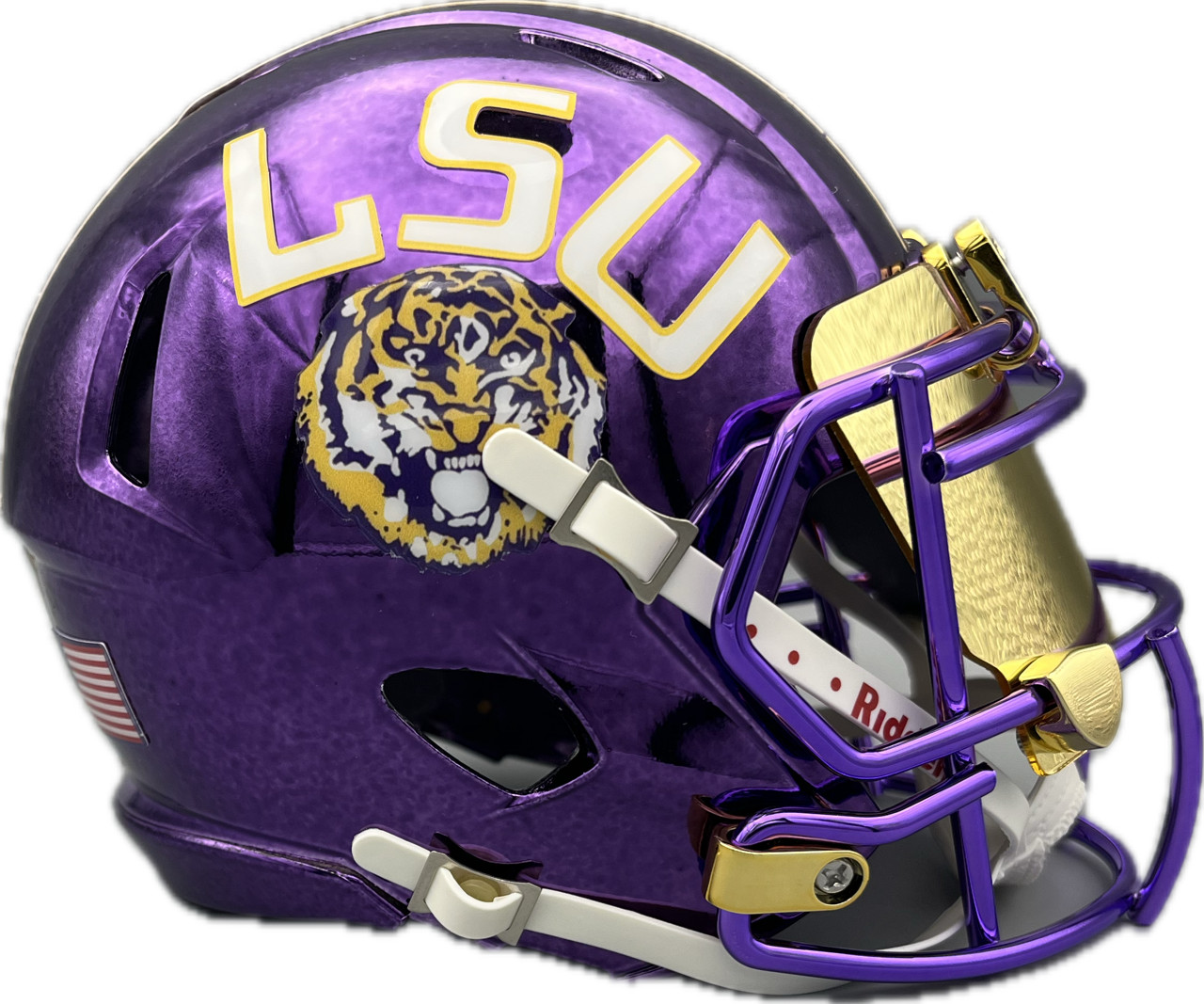 LSU Tigers Chrome Purple Custom Mini Helmet w/ Purple Metal FM & Gold Visor