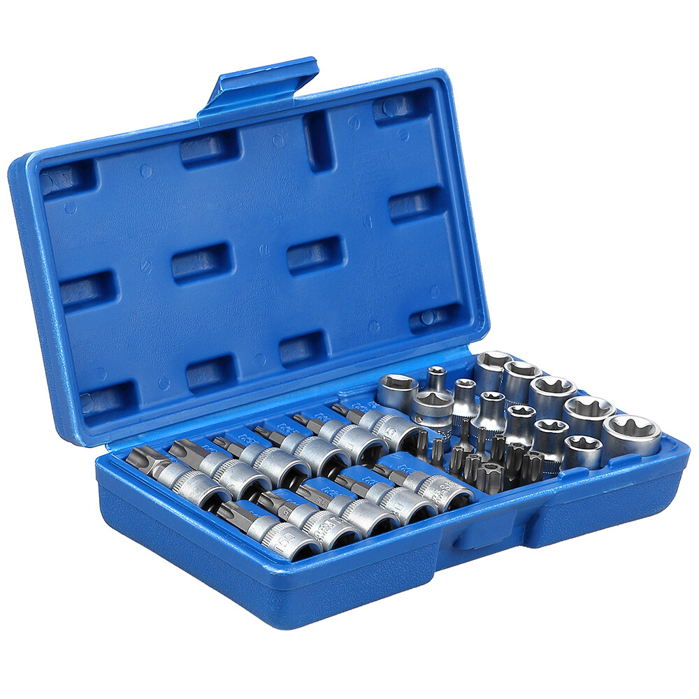 3/8" Drive Security Torx Star E Socket Bit Set Tamper Proof Garage Tool Kits 34X