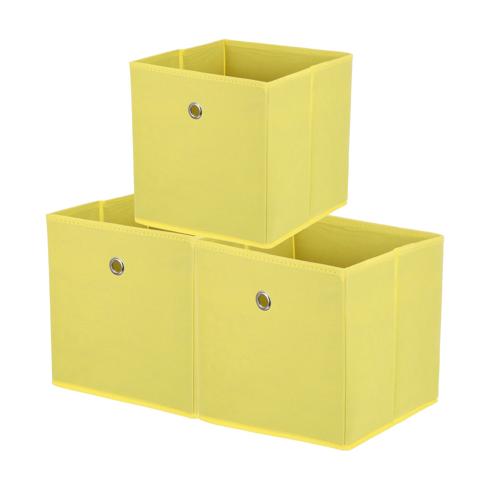 3 Pack Storage Cubes, 12 x 12 x 12 Inch Foldable Fabric Storage Bins, Yellow