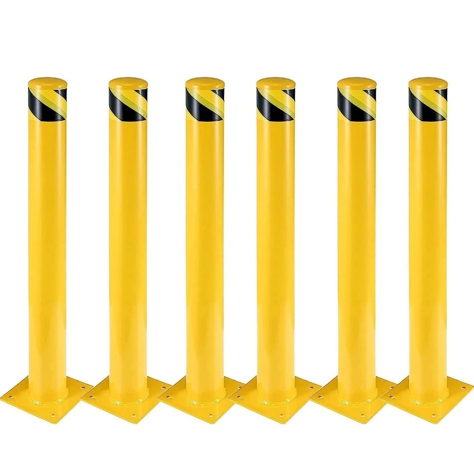 New Garvee 36 Inch Safety Bollard 6 Packs Yellow Steel Barrier Post