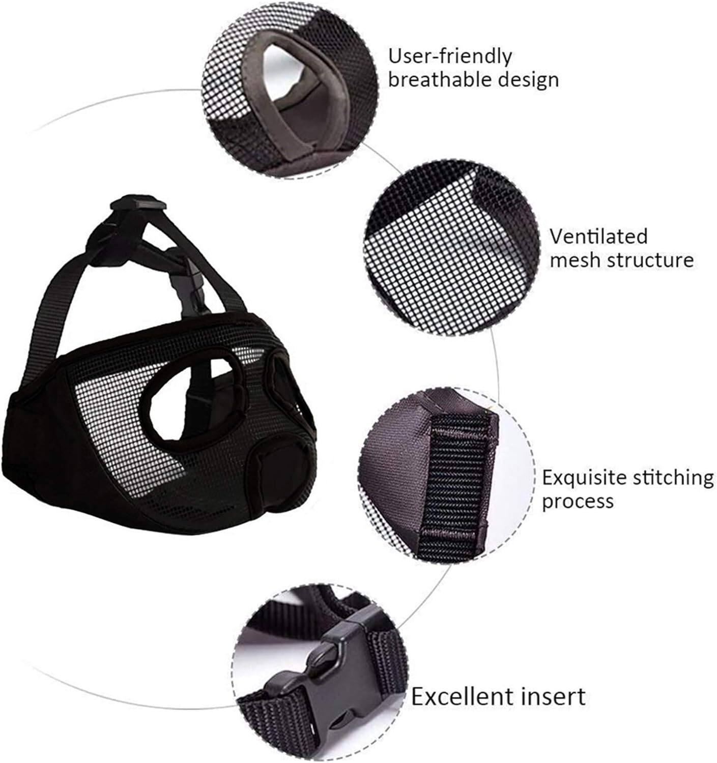 JYHY Short Snout Dog Muzzle- Adjustable Breathable Mesh Bulldog Muzzle for