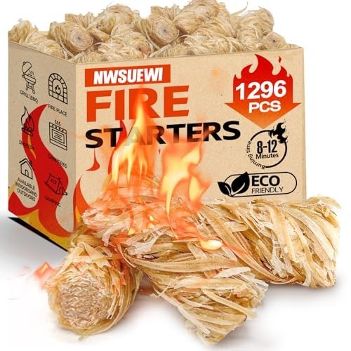 1296PCS Fire Starters for Campfires, BBQ, Camping, Quick Light, Waterproof Charc