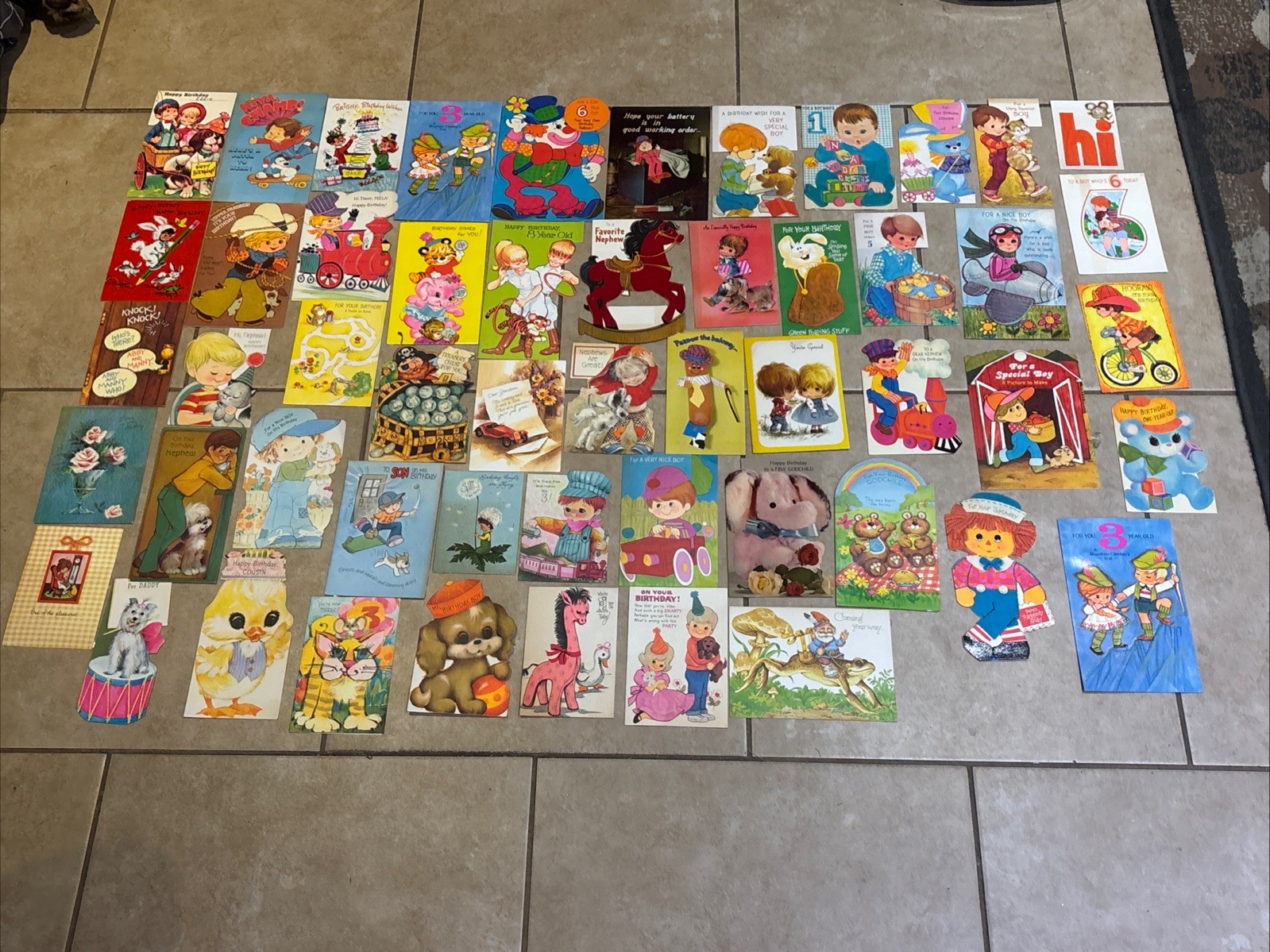 Vintage 53 Children Family Father Nephew Birthday Cards Huge LOT Scrapbook