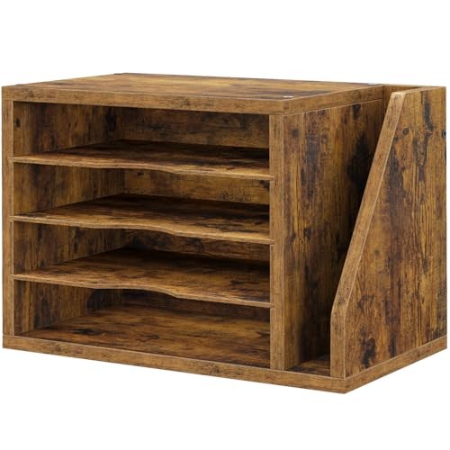 Mail Sorter, File Organizer Desktop, 15.83"L x 9.25"W x 11.1"H Rustic Brown