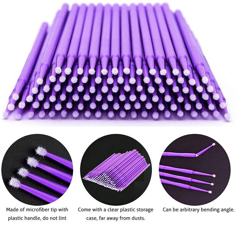 100Pcs/Bag Dental Micro Purple 1.5mm Brush Disposable Materials Tooth Applicator