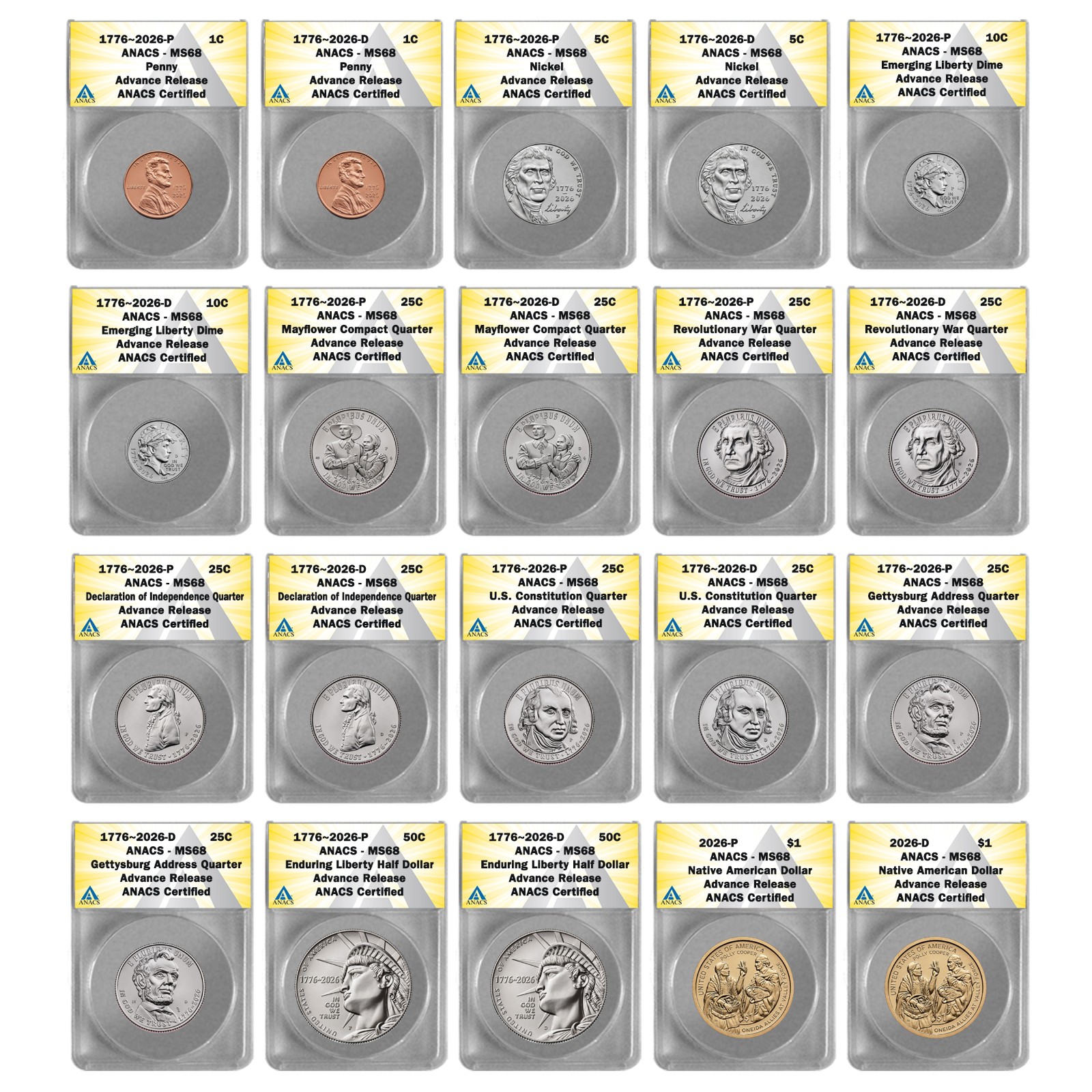 2026 US Mint Uncirculated Coin Set MS68 - Advance Release (20 coin set)