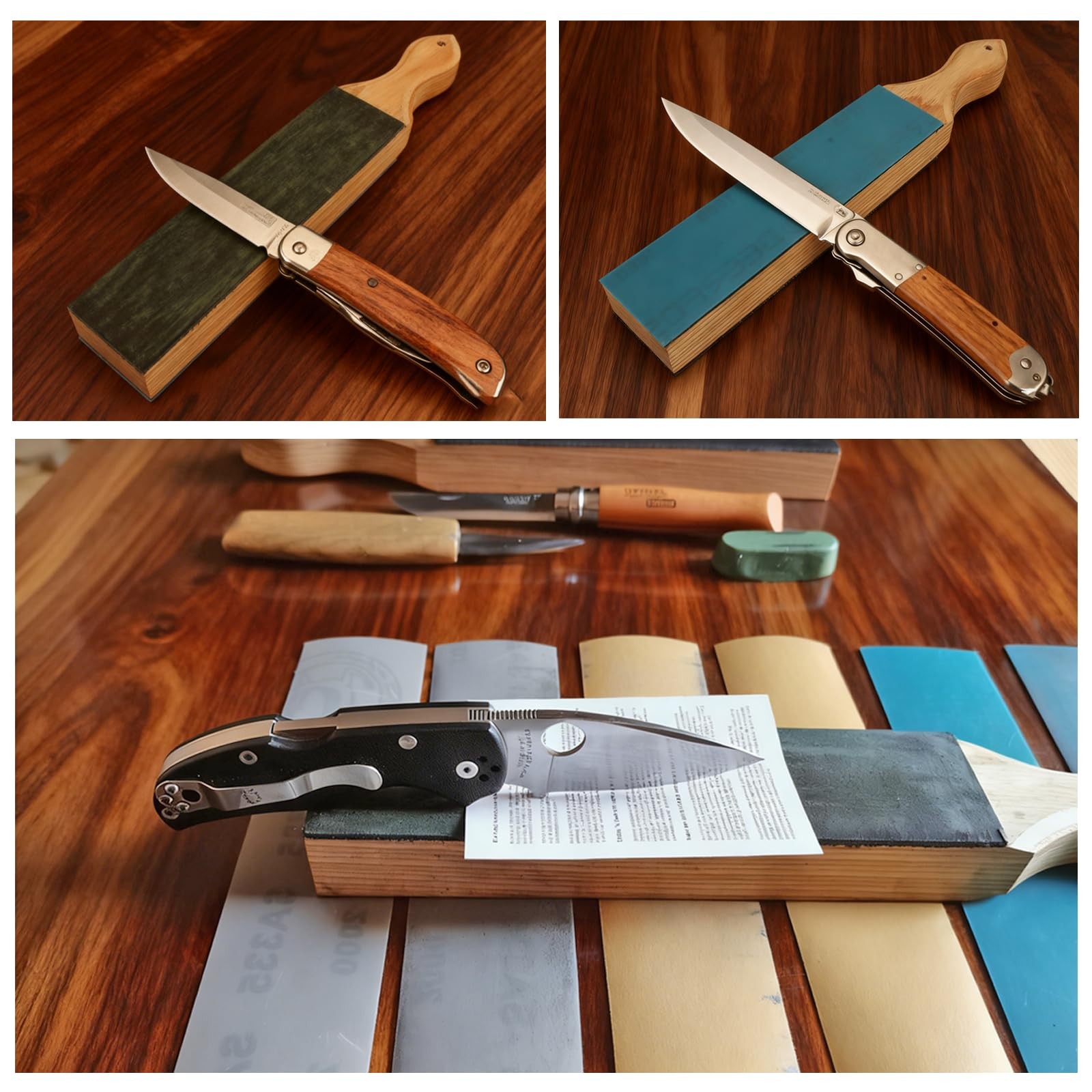 12x2 Inch Medium DoubleSided Leather Strop Paddle Sharpening Honing Kit