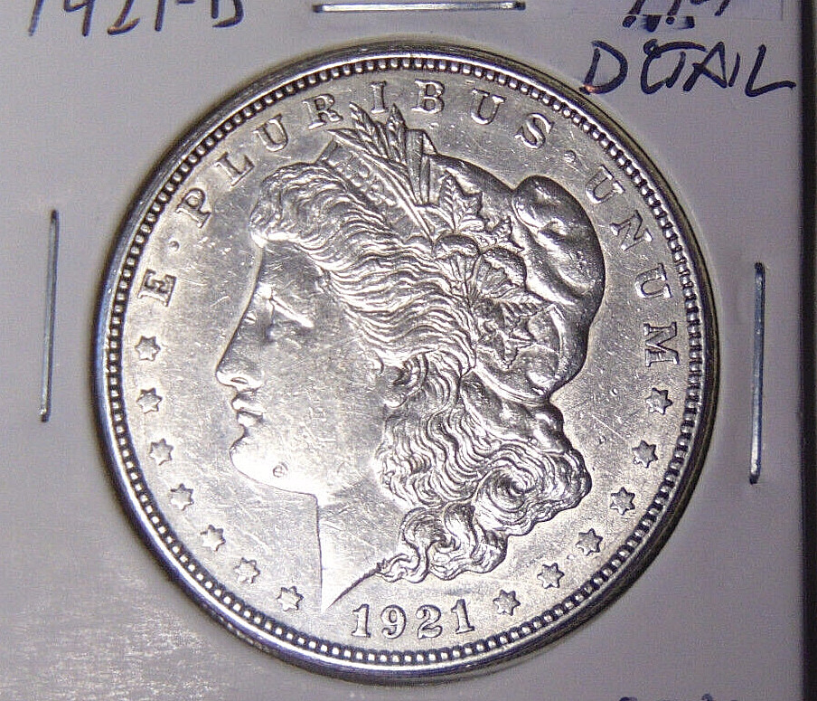 AU 1921-D Morgan Silver Dollar Cleaned About Uncirculated Denver Mint (7924)