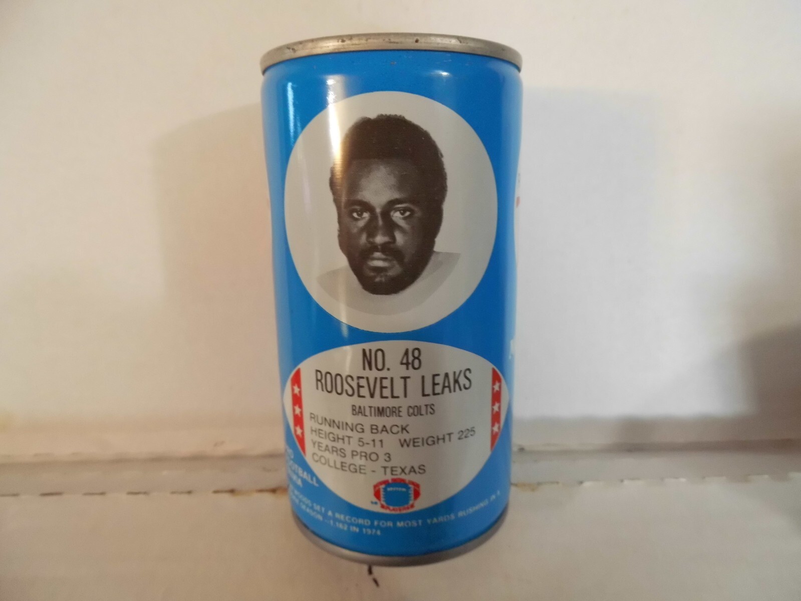 ROYAL CROWN RC COLA NFL BALTIMORE COLTS ROOSEVELT LEAKS SODA CAN~#48