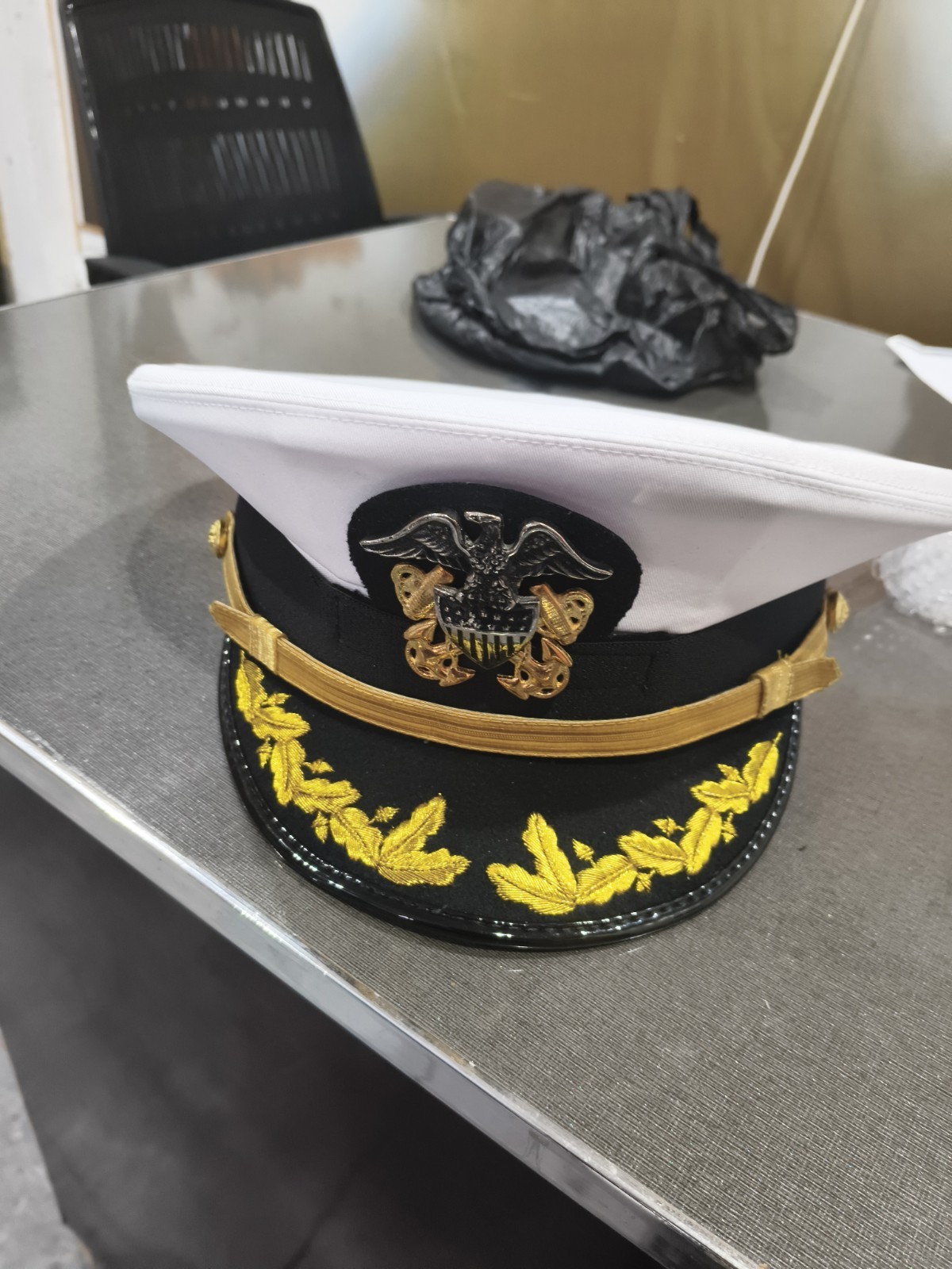 US Navy Commander captain Rank Caps, US Navy Visor white cap