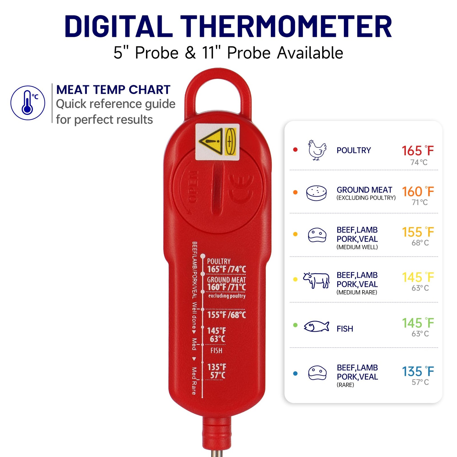 Lonicera Digital Cooking Thermometer for Bread Baking, 5" Probe, Instant Read...