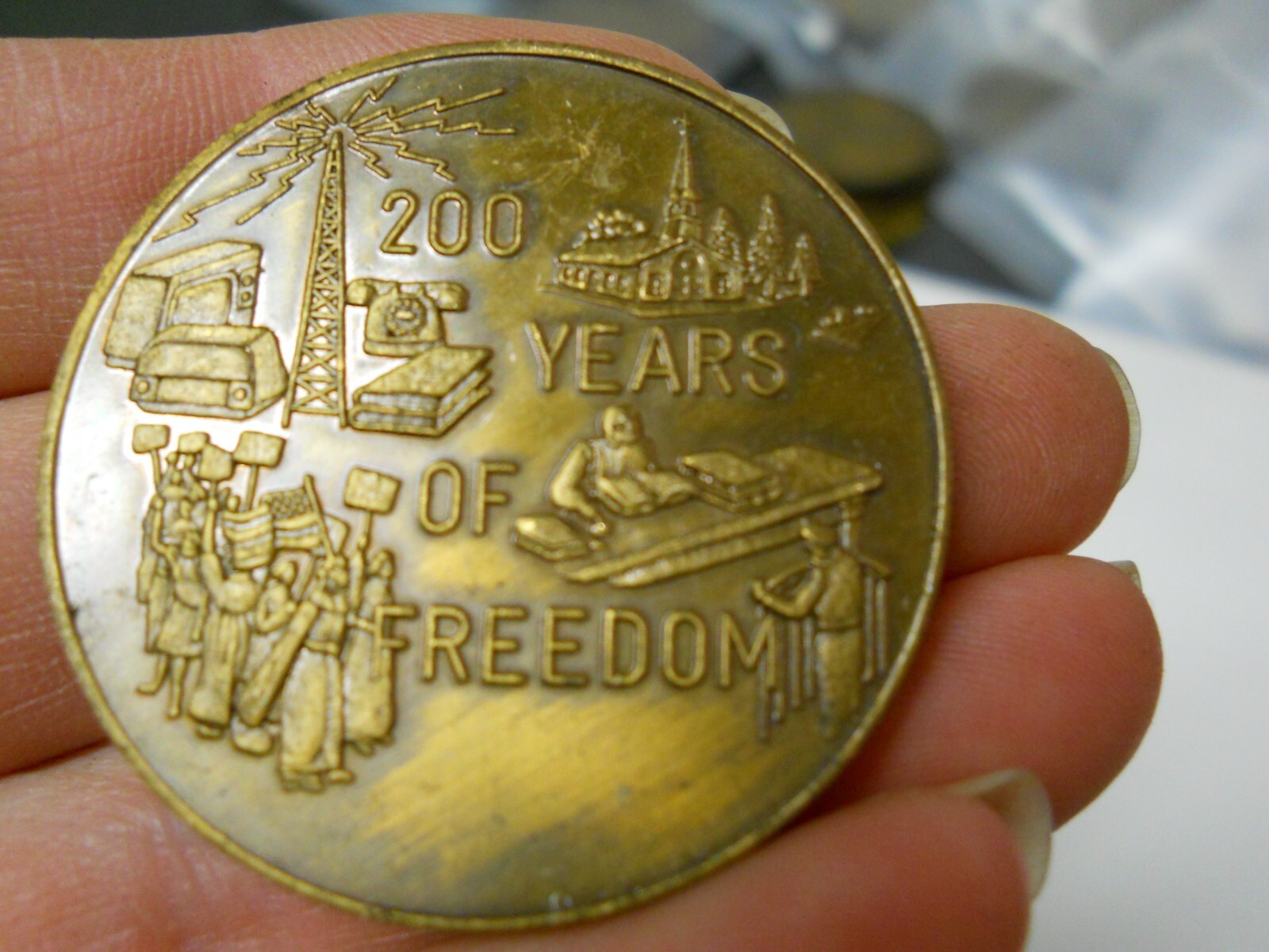 x5 NASA Bicentennial Brass Dual Challenge Coins 1776-1976 200 Years of Freedom