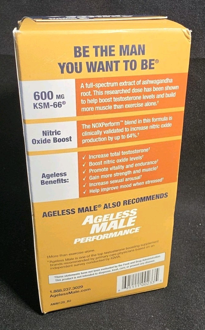 Ageless Male Max Testosterone Booster + Nitric Oxide 120 Capsule