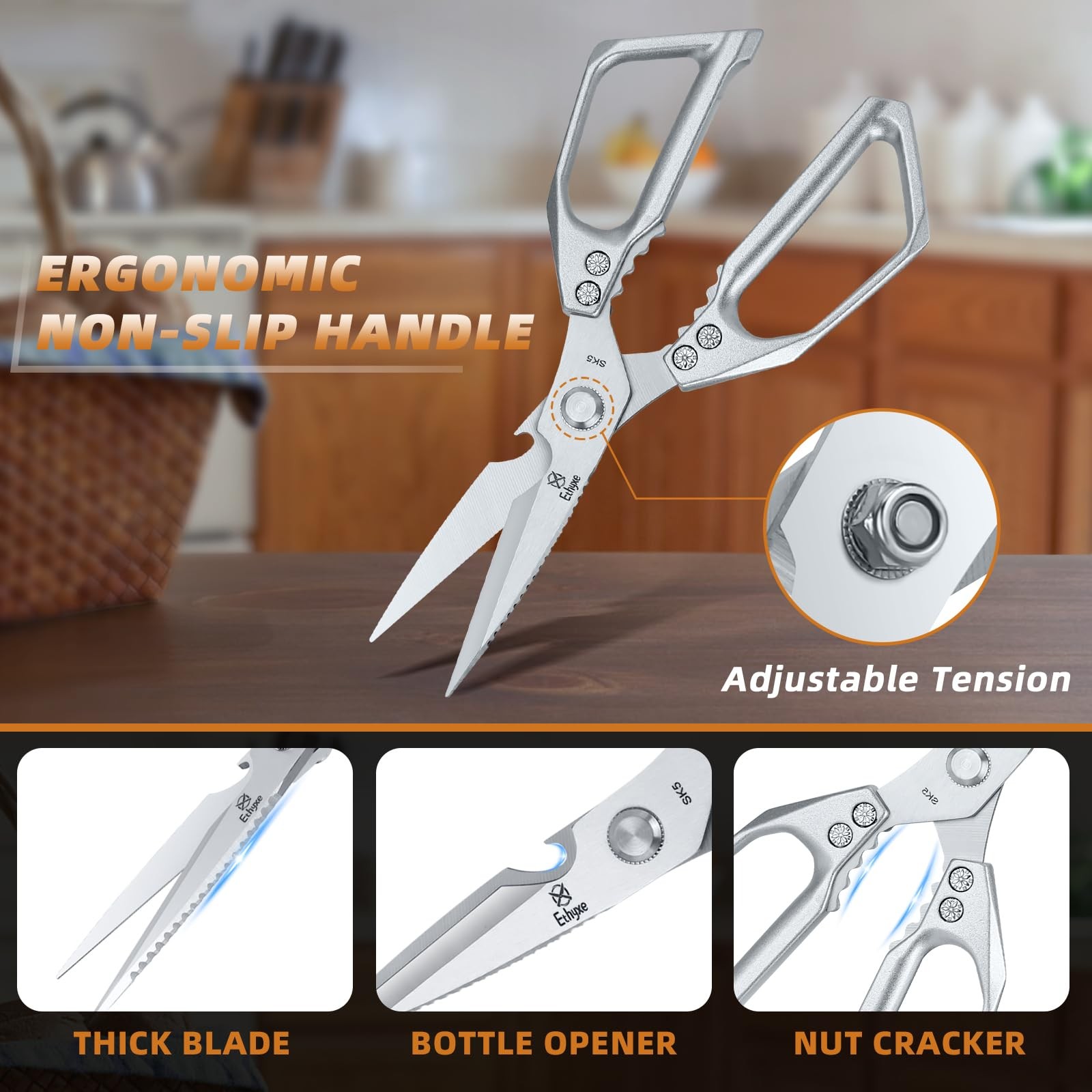 Kitchen Scissors All Purpose - Heavy Duty Poultry Shears, Ultra Sharp Japanes...