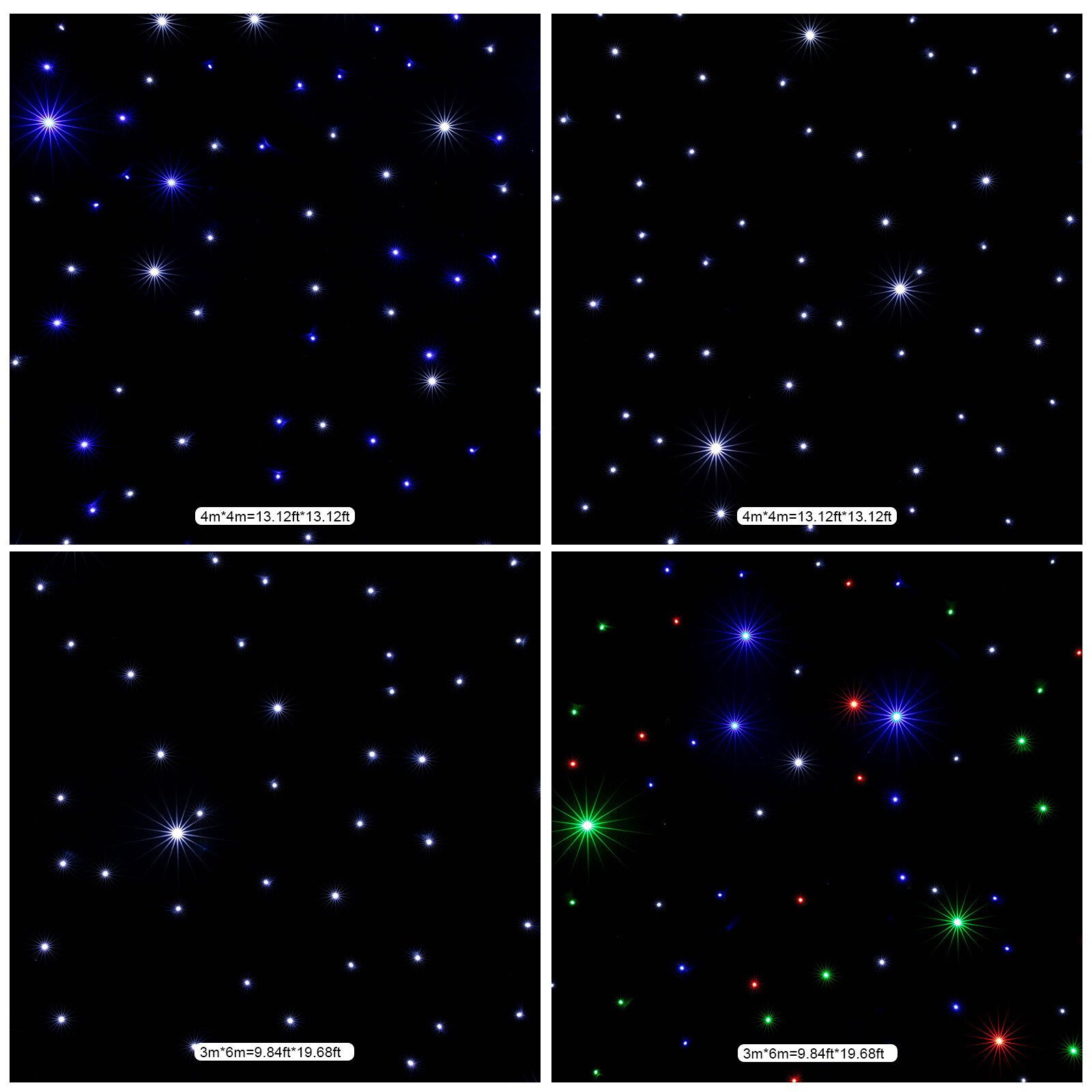 LED Stage Backdrop Blue & White Light Starry Sky Backdrop Star Curtain 13*x13ft