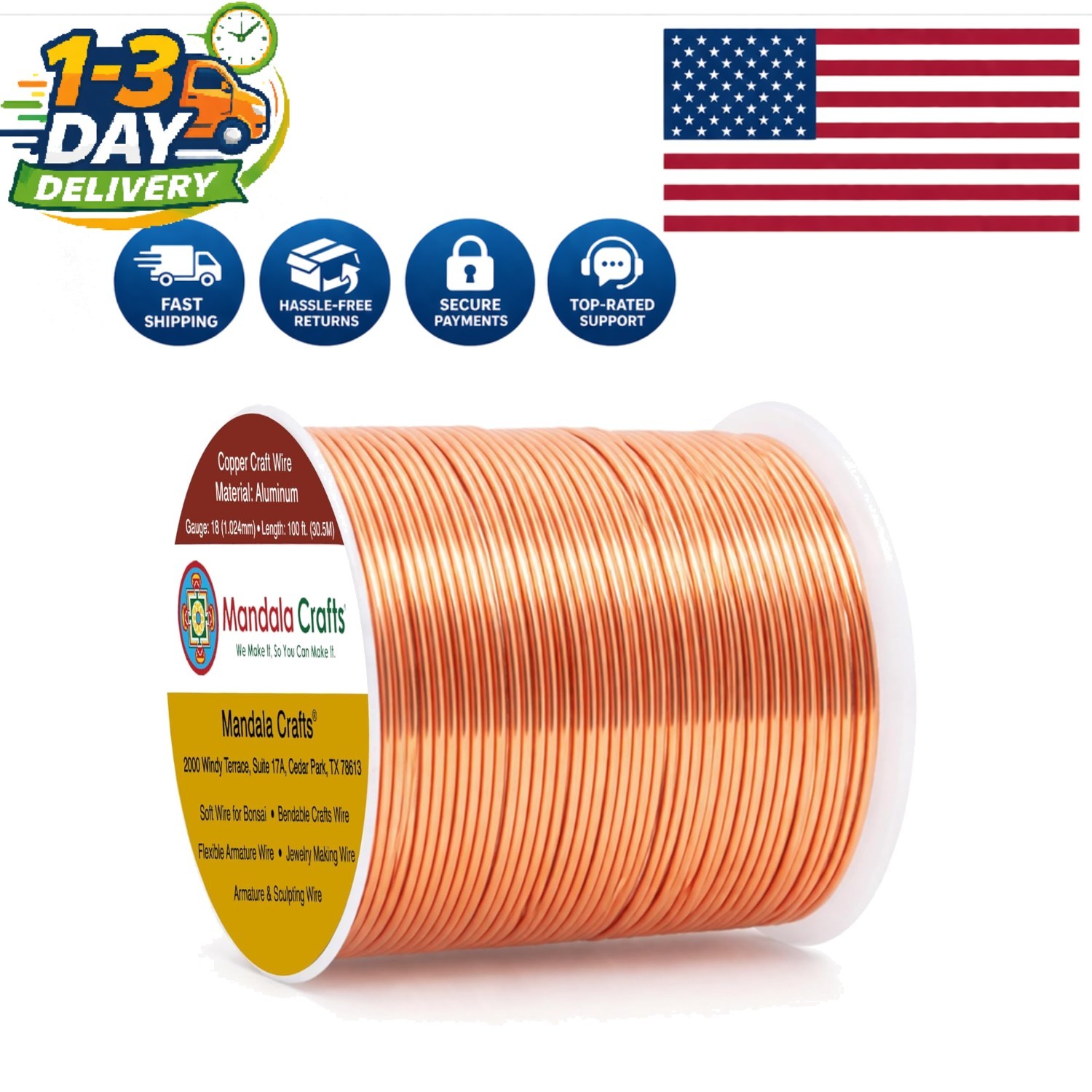 Durable 18 Gauge Copper Craft Wire – Perfect for DIY Jewelry & Yard Art Projects