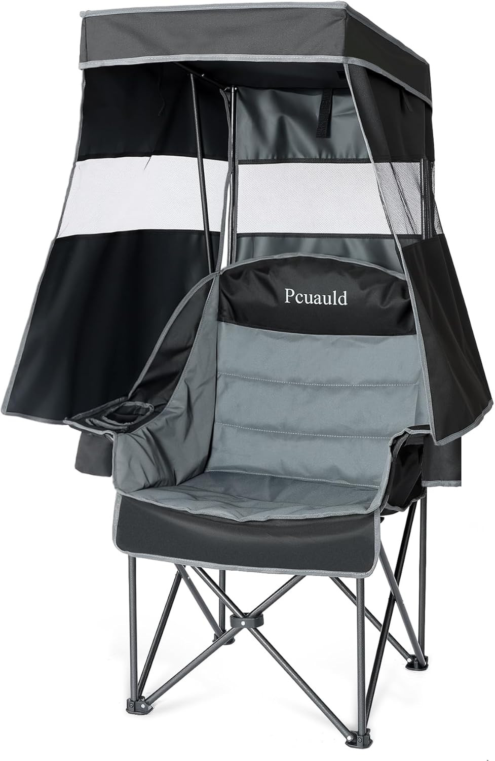 Camping Chair with Canopy Shade Heavy Duty Folding Chair with Umbrella Cup Holde