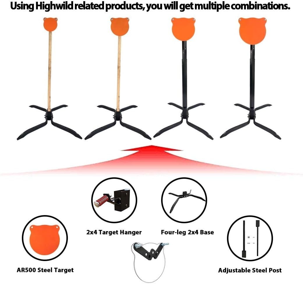 Adjustable Height Steel Target Stand Adaptable for Multi-Diameter AR500 Targets