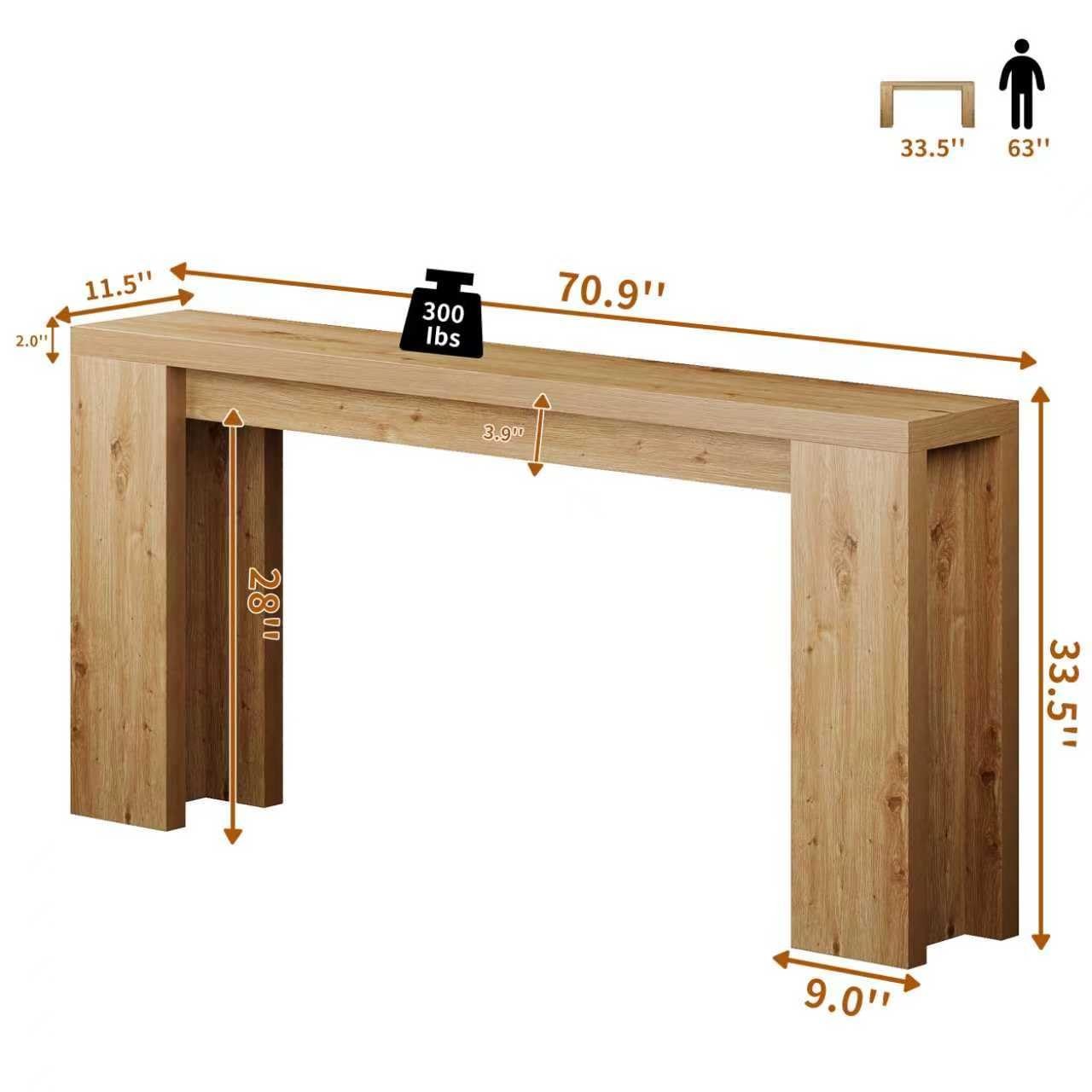 70.9 Inch Extra Long Console Table, Farmhouse Entryway Table with Thickened B...