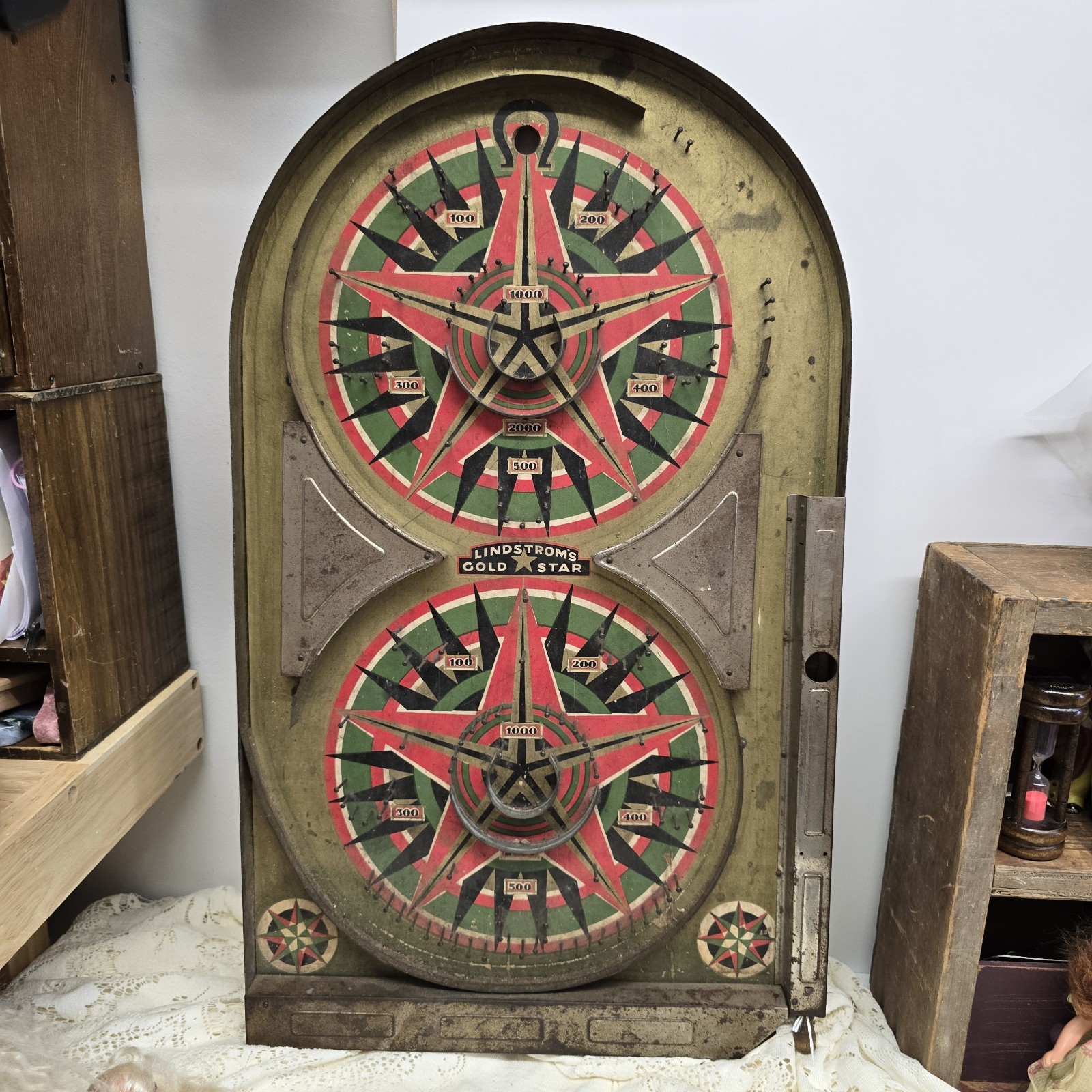 Vintage Lindstrom's Gold Star Pinball Game Board Game Room Decor