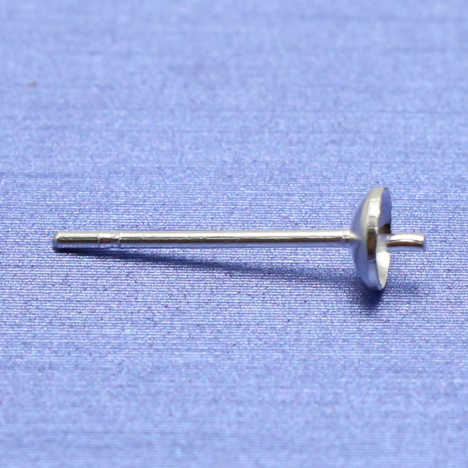 100 pcs Silver 4mm Blank Cup Peg Ear Post Pin Earring Stud with Stopper Brass