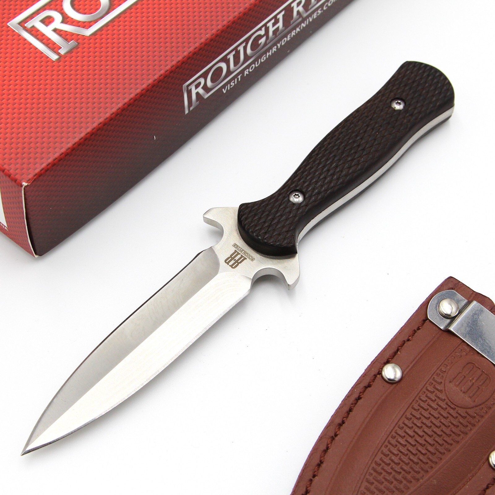 Rough Rider Small Boot 3.5" Double Edge Stainless Black Fixed Knife 1810