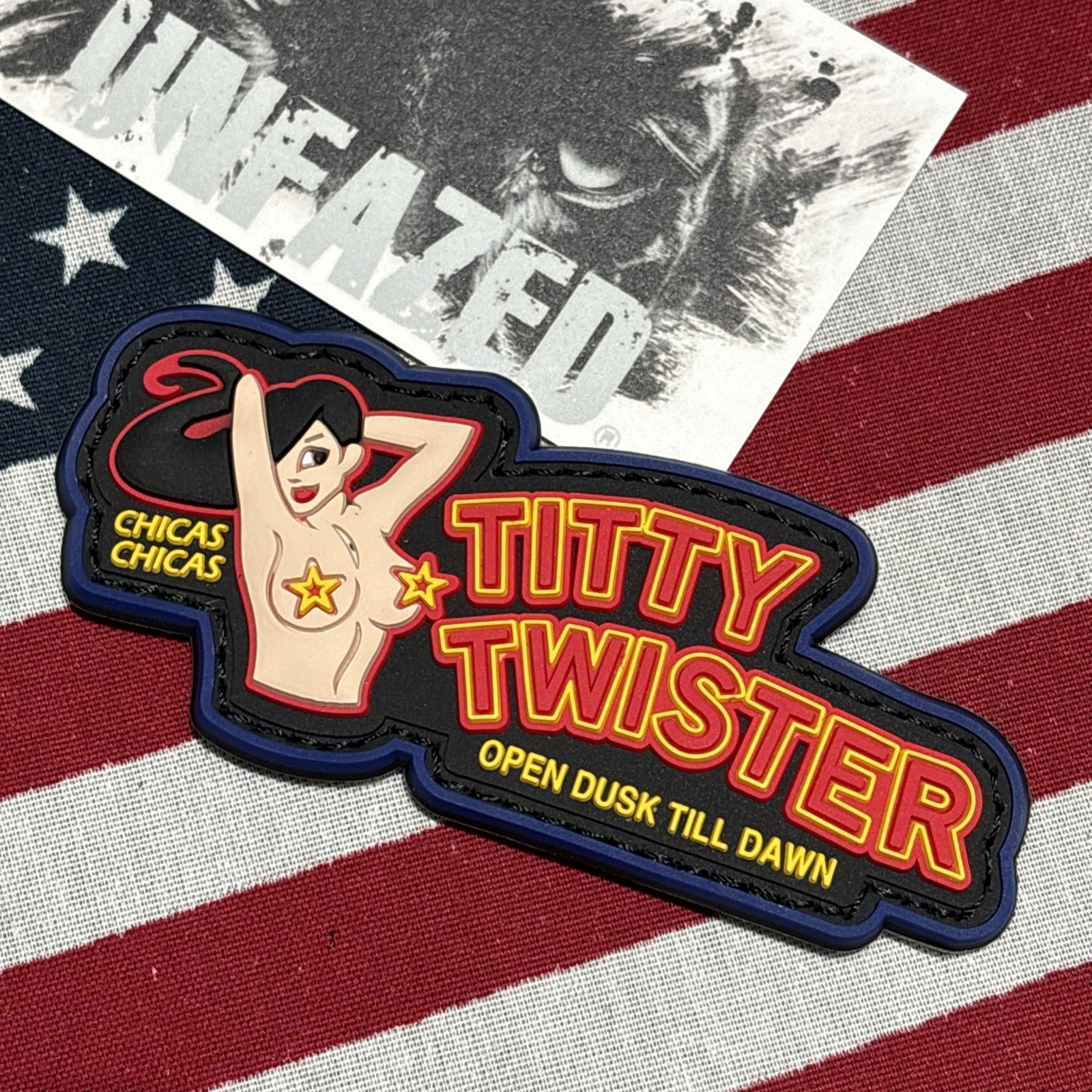 From Dusk Till Dawn Dk Blue Band Red Type Morale Hook Patch High Quality 3d PVC