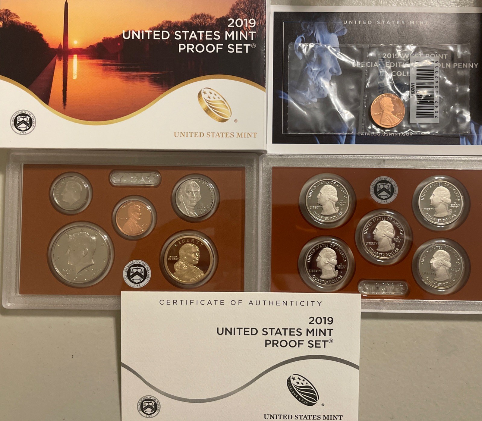 2019-S United States Mint Proof Set 10 Coins COA & Box Includes W Cent Penny