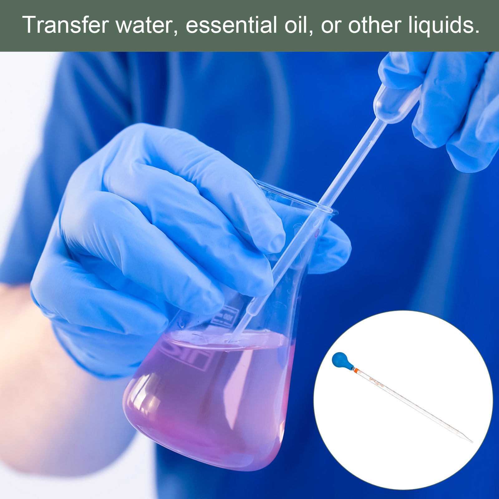 Graduated Dropper Pipettes Kit for Essential Oils, Acids (Clear, 10-ml)